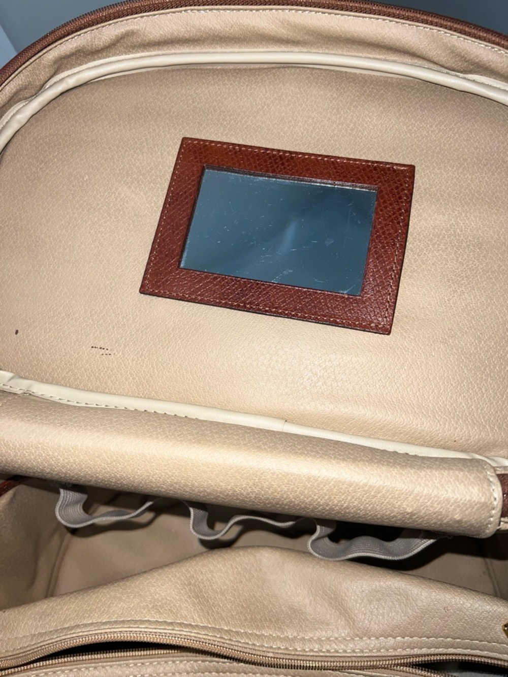 Vintage 90s Longchamp  Le Pliage Country Estate Cognac & Moss Vanity Train CBK - Picture 8 of 10